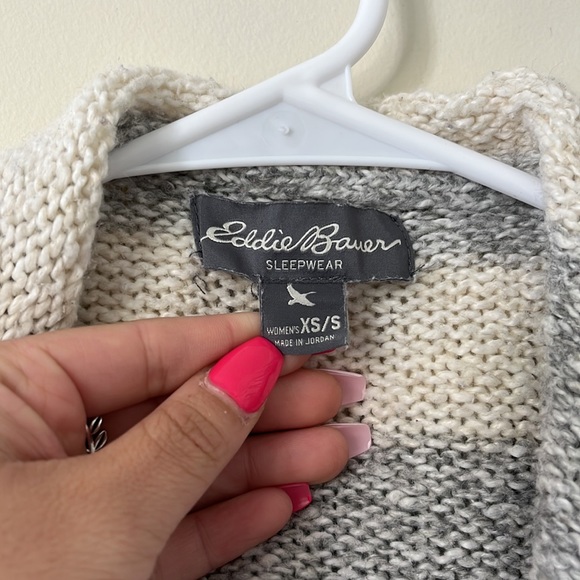 Eddie Bauer Sleepwear Striped Grey & CreamCardigan Size XS/S - Picture 2 of 6